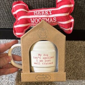 Mud Pie Dog Lover Mug and Toy Set - Red and White